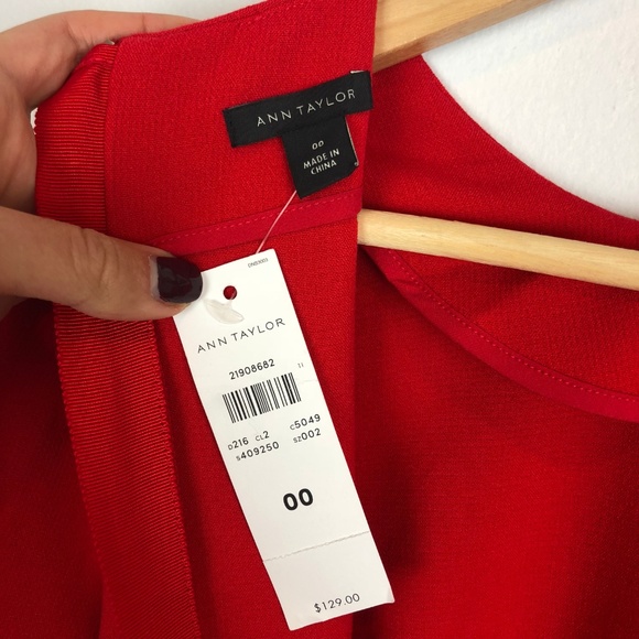 Ann Taylor Red Flared Sleeve Dress - Picture 6 of 7
